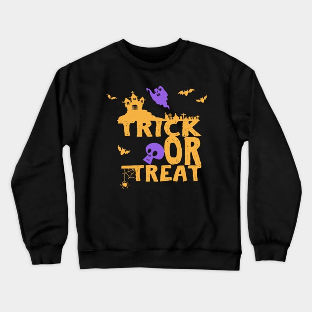 Trick Or Treat Halloween Crewneck Sweatshirt by Lomitasu